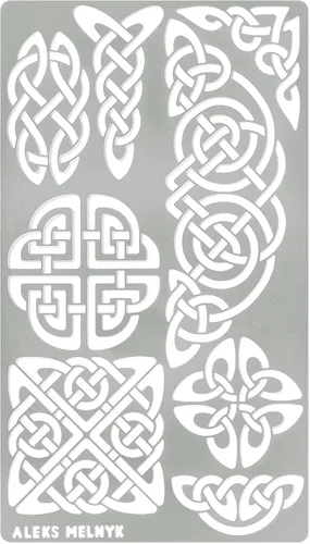 Aleks Melnyk No.37.2 Plantilla de diario de metal, patrones celtas pirografía, nudo celta, plantilla vikinga, plantilla de madera para quemar,