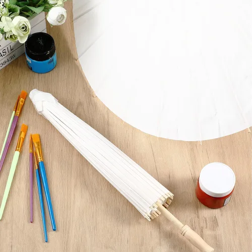 Miniatura 6 de Sanwuta 8 Pcs 23.6 Inch Paper Umbrella Chinese Japanese Handmade Oil Paper Parasol DIY for Wedding Bridal Party Photo Props