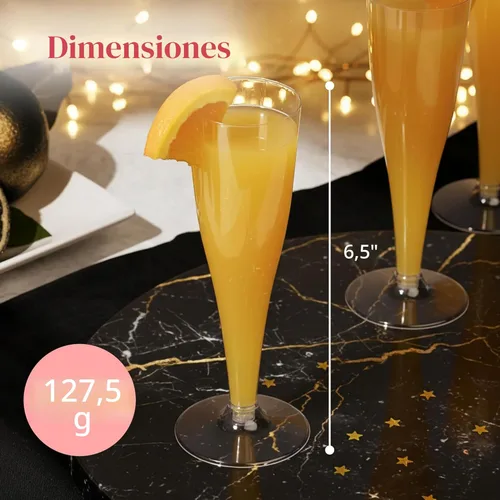 Miniatura 3 de Prestee Paquete de 100 copas de champán de plástico transparente – Copas de champán desechables duraderas de 4.5 onzas para fiestas, bodas, brindis