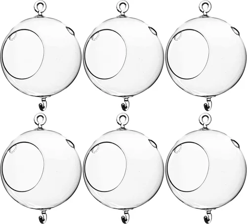 Miniatura 34 de WGV Globo de terrario colgante, ancho 5 pulgadas, altura 6 pulgadas, maceta de aire para suculentas, florero de vidrio transparente con parte