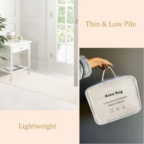 Miniatura 6 de Lahome Alfombras Boho para Entradas, Alfombra de Cocina de 3 x 5 Pies, Alfombras Ligeras para Dormitorio Lavables, Alfombra de Baño con Borlas