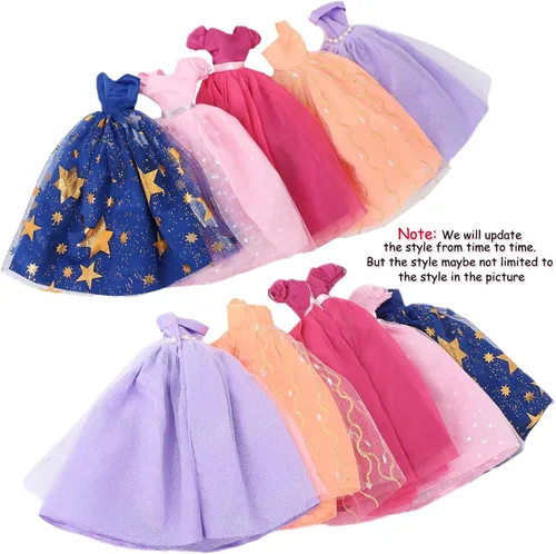 Miniatura 7 de 5 piezas de vestido de novia hecho a mano vestido de fiesta para niña de 11.5 pulgadas muñeca accesorios de ropa al azar conjunto de ropa
