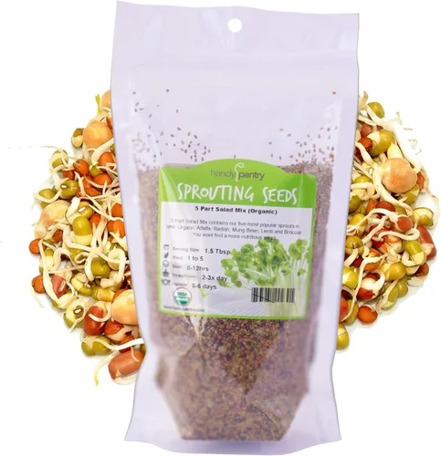 Miniatura 8 de Handy Pantry Mezcla orgánica de germinación de ensalada y microgreens – 1 libra – Mezcla de alfalfa, brócoli, lenteja, frijol mung y semillas