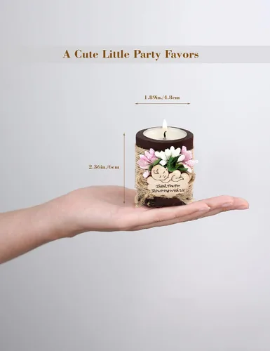 Miniatura 4 de 10 candelabros de té de madera para recuerdos de fiesta de bautismo de bebé, recuerdos de baby shower para invitados, revelación de género de bebé