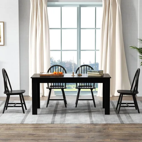 Miniatura 2 de Giantex Juego de mesa de comedor para 4, mesa de comedor rectangular de madera y 4 sillas de comedor Windsor, juego de comedor moderno de 5 piezas