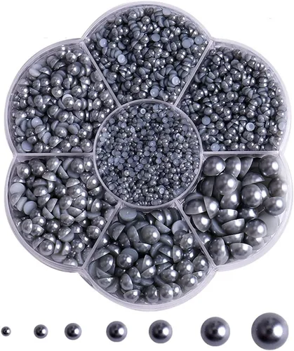 Miniatura 10 de 5700 piezas de medias perlas coloridas para manualidades, perlas de uñas para manualidades, accesorios de bricolaje, perlas de espalda plana