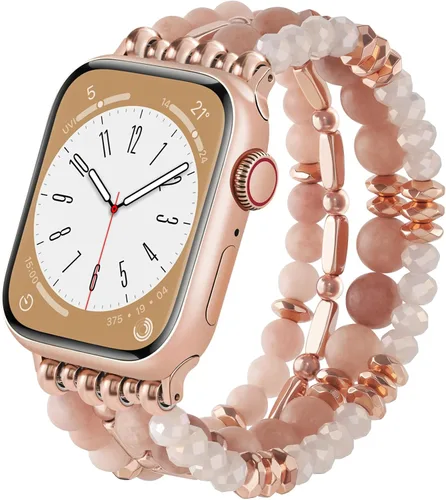 Miniatura 15 de VISOOM - Pulsera de cuentas boho compatible con Apple Watch Band de 40mm/38mm/41mm Series 9 8 7 SE; pulsera de moda de cuentas de cristal hecha a