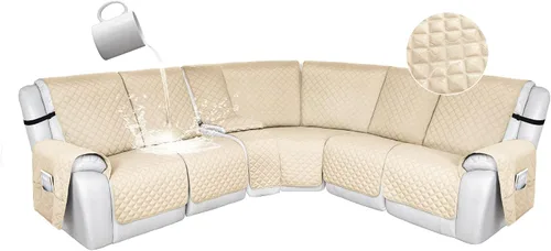 Miniatura 61 de HDCAXKJ Fundas de sofá seccional reclinable 100% impermeable, forma de L, funda de sofá reclinable lavable acolchada suave para mascotas, perro