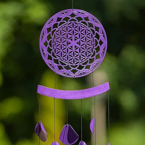 Miniatura 6 de VP Home Campanillas de viento de mandala brillante de 42 pulgadas para exteriores, carillones de viento de mandala brillante únicos, decoración al