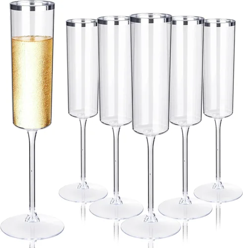 Miniatura 15 de Ciaell Paquete de 12 copas de vino de plástico transparente – Copas de vino desechables de 10 onzas con tallo para fiestas, bodas, piscina, aire