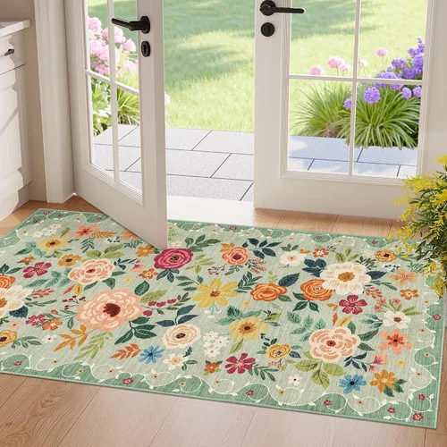 Miniatura 171 de DUKINO Alfombra de área de 6 x 9 pies, alfombra floral para sala de estar, ligera, antideslizante, lavable, alfombra de interior de pelo bajo
