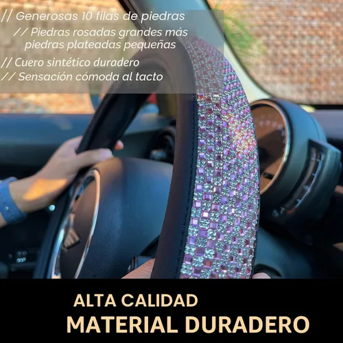 Miniatura 3 de PINCTROT Bling Bling - Funda para volante cómoda con diamantes de imitación de cristal gigante, piel de diamante antideslizante, universal de 15 2.