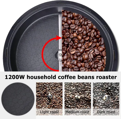 Miniatura 2 de JIAWANSHUN Tostador de café eléctrico 17.64 oz Tostador de grano de café 32.0-464.0 °F antiadherente para el hogar granos de cacahuete tostador 1200