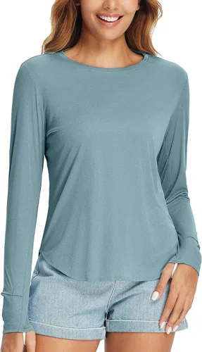 Miniatura 75 de BALEAF - Camisetas de sol de manga larga para mujer, con FPU 50+, para senderismo, ligeras, de secado rápido, protección contra rayos ultravioleta