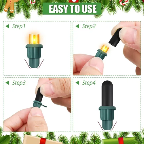 Miniatura 5 de Zonon 200 piezas sin tapas incandescentes de cristal de Navidad LED Glow Plug Cap Light Black Out Cover para luces de Navidad (0.197 x 0.512 in)