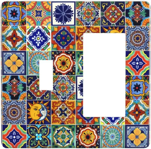 Miniatura 16 de Talavera - Azulejos mexicanos de una sola banda, placas de pared para decorar enchufes eléctricos, placa de interruptor, placa decorativa de pared