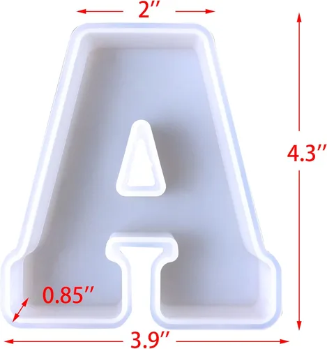Miniatura 4 de Molde de silicona de 4 pulgadas, paquete de 26 letras inglesas, molde de fundición de resina con letras grandes y mayúsculas del alfabeto