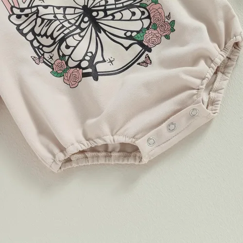 Miniatura 4 de Mameluco de manga larga para bebé, niño, niña, ropa occidental, estampado de letras, mono de vaquera, traje de otoño