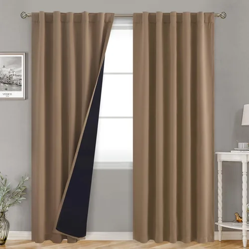 Miniatura 153 de BGment Cortinas 100% opacas beige de 63 pulgadas de largo con forro aislante térmico, bolsillo para varilla y lengüeta trasera de doble capa
