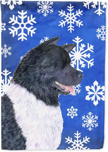 Miniatura 238 de Caroline's Treasures SC9374GF Bulldog English Snow flakes Holiday Garden Flag Buzón Bandera decorativa para patio exterior, patio, obras de arte