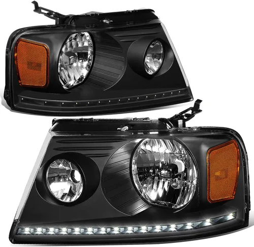 Miniatura 9 de DNA MOTORING HL-HPL-F15004-BK-CL1 - Faros delanteros negros de repuesto para 04-08 F-150 06-08 Mark LT secuencial persecución ámbar LED señal de giro