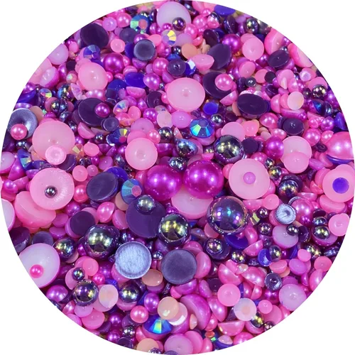 Miniatura 16 de Cuentas de resina con diamantes de imitación, mitad redonda, cuentas de perlas planas de 30 g, cuentas de media perla con diamantes de imitación