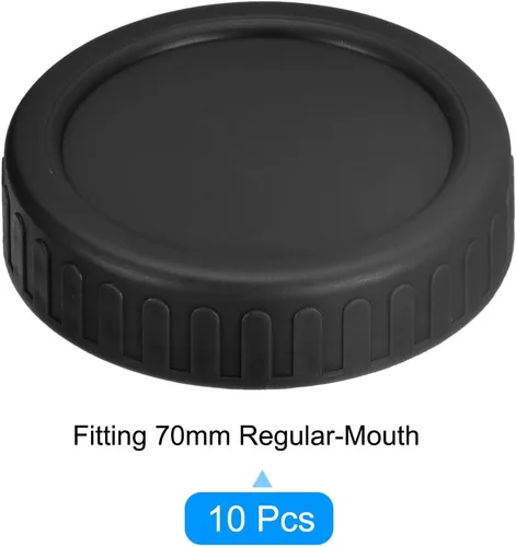 Miniatura 3 de uxcell Tapas para tarros de masón, 10 unidades, tapas de almacenamiento de plástico con 10 anillos de silicona, boca regular a prueba de fugas