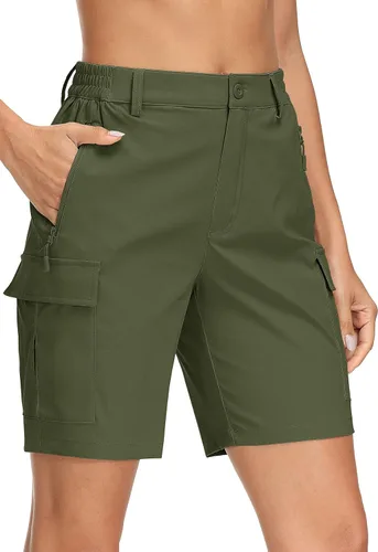 MAGCOMSEN Pantalones cortos tipo cargo de senderismo para mujer de 7 pulgadas, de secado rápido, ligeros, para golf, atletismo, casuales, de moda,