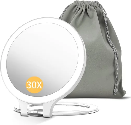 Miniatura 15 de FASCINATE Espejo de Aumento 10X 1X de Doble Cara con Magnificación Espejo de Tocador para Maquillaje Espejo Iluminado Recargable con 3