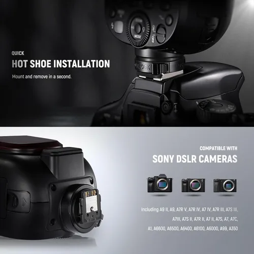 Miniatura 7 de NEEWER Z1-S TTL Flash Speedlite de cabeza redonda para Sony con difusor de cúpula magnética, 76Ws 2.4G 1/8000s HSS Speedlight, lámpara de modelado