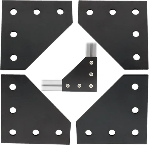 Surface - 4 placas de articulación, oxidación anódica negra en forma de L, placa de soporte de esquina de 5 agujeros para exteriores, placa de unión