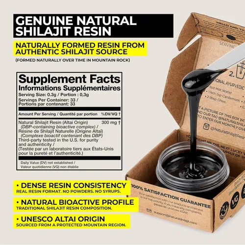Miniatura 2 de NATURAL SHILAJIT Resina (0.35 oz) – Altai Shilajit genuino para hombres y mujeres, complejo bioactivo verificado por DBP, minerales traza