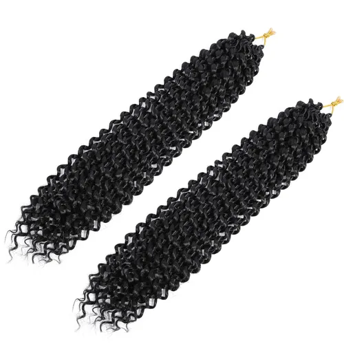 Miniatura 55 de Dansama - 7 paquetes de extensiones de cabello trenzado ondulado Passion Twist, extensiones de cabello de trenzas con ganchillo estilo mariposa, #1B
