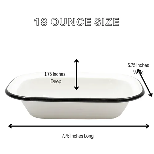 Miniatura 3 de TableCraft 80013 Colección Enamelware - Sartén para servir, blanco con borde negro, porcelana sobre acero, del horno a la mesa, camping, casa