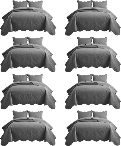Miniatura 76 de IR Imperial Rooms Velvet Twin Quilt Bedspread Comforter Bedding Set 2 Pcs Diamond Pattern - (68"x86") Bedspread Coverlet + 1 Pillow Shams