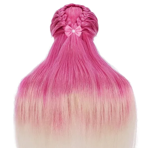 Miniatura 2 de TopDirect Cabeza de maniquí, 29 pulgadas, cabeza de maniquí de cabello, muñeca con pelo sintético, práctica de cosmetología, peinado, entrenamiento