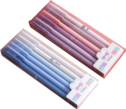 Miniatura 11 de Paquete de 12 bolígrafos de tinta de gel, color rosa, verde, caramelo, tinta negra de 0.020 in, punta extrafina, bonitos bolígrafos para escribir