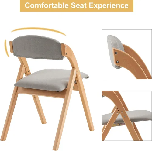 Miniatura 3 de Karl home Sillas de comedor plegables, juego de 2 sillas de comedor apilables, sillas plegables portátiles con cojín para invitados, ideal