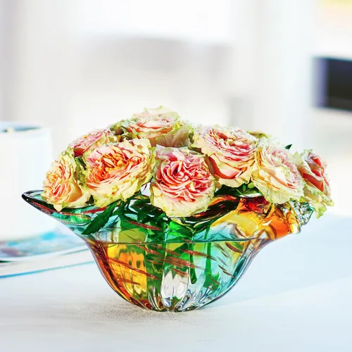 Miniatura 3 de Jarrón de cristal soplado de 9 pulgadas, hecho a mano, soporte para popurrí, caracola, caracola, figurita coleccionable, cuenco de caracola único