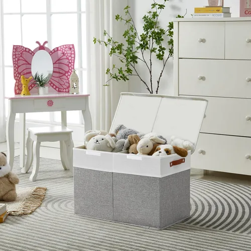 Miniatura 5 de Bagnizer Caja grande de almacenamiento de juguetes con tapas, organizador plegable y resistente de almacenamiento para bebés, para niños, niñas