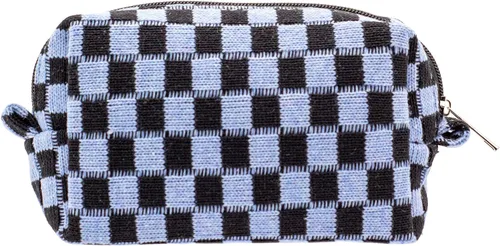 Miniatura 60 de PAZIMIIK Bolsa de Maquillaje a Cuadros para Bolso Portátil con Cremallera, Estuche Pequeño de Cosméticos para Accesorios de Viaje, Azul Ártico