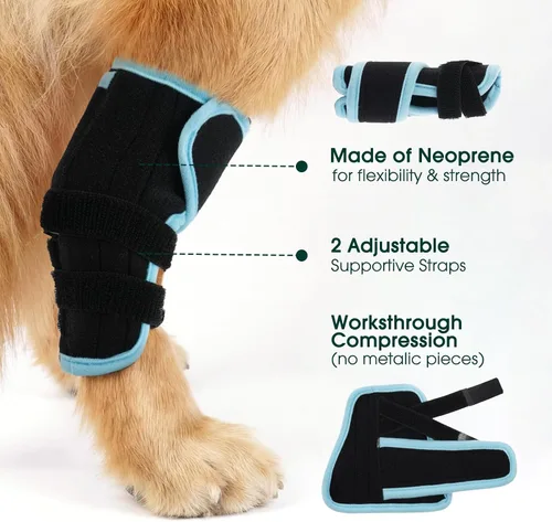 Miniatura 3 de Kuoser Soporte de pierna de perro pequeño, envoltura de compresión para patas delanteras y traseras, rodillera ajustable para perro, soporte