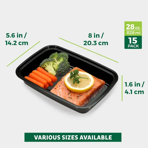 Miniatura 4 de Freshware - Contenedores de preparación de comida [15 unidades] (Paquete de 1) con tapas y 1 compartimento para almacenar comida. Cajas Bento, sin