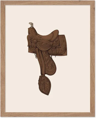 Miniatura 37 de Poster Master Póster vintage de cuero para silla de montar, estampado retro de vaquero, arte de silla de montar, diseño occidental, impresión