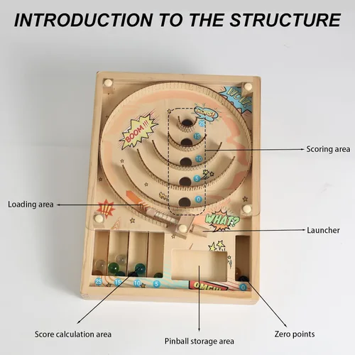 Miniatura 4 de Mesa de pinball divertida para familia y fiestas, color beige con bolas coloridas, fiestas portátiles para el hogar y cumpleaños, y reuniones