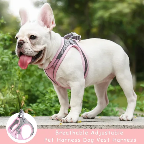 Miniatura 5 de Arnés sin tirones para perros pequeños, de malla transpirable, reflectante, para cachorros, gatos, chaleco ajustable para animales pequeños, conejo