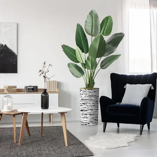 Miniatura 18 de Árbol artificial en maceta contemporánea, palmera tropical areca artificial de seda para decoración del hogar en interiores y exteriores, altura