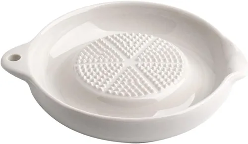 Plato de rallador de porcelana, rallador de jengibre de cerámica multiusos blanco, herramienta de alimentación para bebé, jengibre, ajo, cebolla,