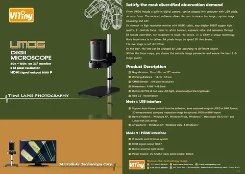 Miniatura 2 de Microscopio digital de enfoque automático HDMI y USB UM06 de sobremesa
