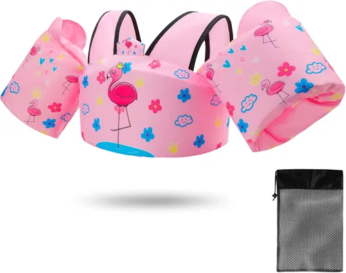 Chaleco de natación para niños para aprender a entrenar la natación, flotadores para niños con arnés de hombro y alas de brazo para niños y niñas de